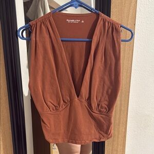 Abercrombie & Fitch Brown Ruched Wrap Top
